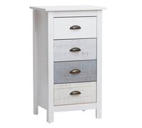 ROSALIA - Chiffonnier 4 Tiroirs Bois Aspect Vieilli - Altobuy Blanc G