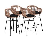 Rosano - lot de 4 tabourets - effet rotin - couleur bois et noir - Noir / Bois Noir / Bois G