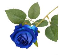 Rose artificielle à tige unique au toucher velours, fleur réaliste en soie pour bouquet de mariage, décoration de maison, jardin, fausses fleurs (bleu)