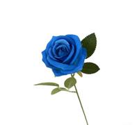 Rose artificielle simple avec feuilles réalistes, tige flexible pour fabrication de bouquets, anniversaire de mariage, 51 cm, rose clair (bleu)