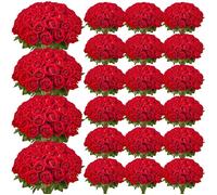 VEVOR Rose Artificielle Lot de 500 Fleurs Artificielles 508 mm Bouquets de Fausses Fleurs Aspect Réaliste avec Tête de Rose 70 mm, pour Décoration Intérieure, Fêtes, Mariages, Centres de Table, Rouge