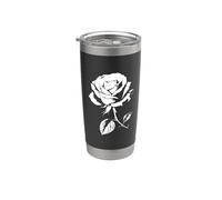 Rose Blanc sur Noir Vintage Urban Cool Design 2 Formes Mania Gobelet isotherme en acier inoxydable double paroi