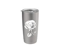 Rose Blanc sur Noir Vintage Urban Cool Design 2 Formes Mania Gobelet isotherme en acier inoxydable double paroi