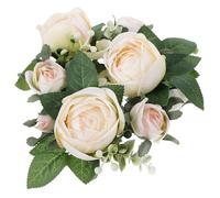 Rose Couronne de Bougie Style Européen Artificielle pour Table de Fête | Plastique et Fleur en Soie, Texture Réaliste, Légère, Décoration Murale ou Porte, Mariage