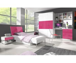 Rose Ensemble de chambre d'enfant Lit Table de nuit Armoire Bureau Bibliothèque Nouveau 5pcs.