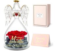Rose Eternelle Ange Cadeau Anniversaire Femme,Cadeaux de Mariage pour Couple,Fleurs Eternelles sous Ange Gardien Idée Cadeau