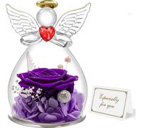 Rose éternelle ange cadeau pour maman grand-mère dans boîte, Forever Rose dans verre figure ange, fleur éternelle pour les femmes, anniversaire fête des mères Saint-Valentin