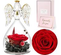 Rose éternelle ange dôme en verre cadeau fête des mères grand-mère rouge