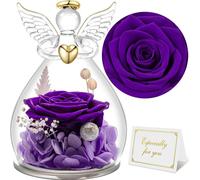 Rose éternelle Ange Dôme en verre Roses rouges Cadeau de fête des mères Violet