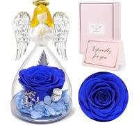 Rose éternelle Ange en verre Dôme Boîte cadeau Fête des mères Saint-Valentin Haute qualité Figure d'ange Rose transparente Fleur