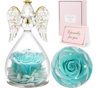 Rose éternelle Boîte cadeau ange pour femme avec dôme en verre & carte de vœux