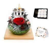 Rose éternelle dans un verre, cadeaux pour femme, fleurs infinies conservées pour femme, maman, amie, contenant rond en verre avec 18 bougies parfumées, cadeau pour Noël, fête des mères