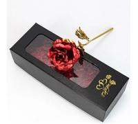 Rose éternelle en or rose, rose scintillante, coffret cadeau, rose rouge romantique, boîte de présentation noire et ruban de raphi