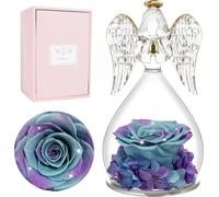Rose éternelle Figure Ange Cadeaux pour Maman Mère Amie - Fleur dans un dôme en verre - Saint-Valentin Fête des Mères Anniversaire