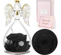 Rose éternelle Figure Ange Dôme en verre Cadeau Fête des Mères Noir