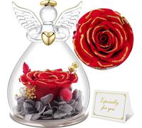 Rose éternelle Figure ange Fête des mères Cadeau Rose rouge Dôme en verre
