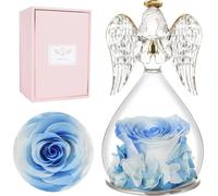 Rose éternelle Figurine d'ange Cadeau pour femme Mère Grand pour la Saint-Valentin Fête des mères Anniversaire Blanc Bleu