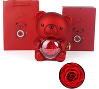 Rose éternelle Ours cadeau pour les femmes Rose éternelle Rose infinie Fête des mères Saint-Valentin votre boîte de rose Collier rose éternelle dames cadeau pour maman grand-mère femme amie (rouge)