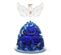 Rose éternelle sous verre avec figurine d'ange, cadeau de Saint-Valentin pour elle, livraison de fleurs fraîches éternelles pour m,t