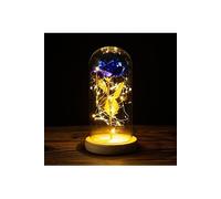 Rose Fleur Artificielle VORMOR avec Lumières LED sous Cloche,Cadeau Fête des Mère,Anniversaire,Mariage - Bleu G