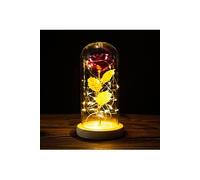 Rose Fleur Artificielle VORMOR avec Lumières LED sous Cloche,Cadeau Fête des Mère,Anniversaire,Mariage - Cramoisi