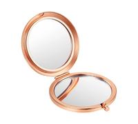 Rose Gold Pocket Mirror, Small Metal Handheld Cosmetic Makeup Mirror | Compact rose gold metal pocket mirror delivers clear reflection and portability for quick everyday Touсh ups