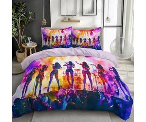 Rose Housse de Couette 140 x 200 cm, Groupe De Filles K-Pop Parure de Lit - Polyester Microfibre Super Douce et Respirante avec Fermeture Éclair et Taies d'oreiller