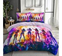 Rose Housse de Couette 220 x 240 cm, Groupe De Filles K-Pop Parure de Lit - Polyester Microfibre Super Douce et Respirante avec Fermeture Éclair et Taies d'oreiller