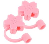 Rose Protège-paille en Silicone, pour Pailles 6-8mm, Lot de 2 | Réutilisable, Forme Adorable et Réaliste, Décor de Gobelet, Usage en Fête ou Café, pour Pailles Métal