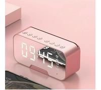Rose - Réveil Numérique Miroir Led, Haut-parleur Bluetooth Sans Fil, Rechargeable, Radio Mp3, Pour Maison Int