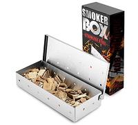 RoseFlower Boîte Fumeur Barbecue en INOX, BBQ Générateur de Fumée Fonctionne avec Barbecue au Charbon de Bois électrique ou Fumoir pour Ajouter Une Saveur Extra Fumée pour Tous Les Aliments Grillés