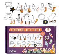 RoseFlower Emporte Piece Patisserie, 12 Pièces Formes de Note Patisserie Biscuit Moule, Acier Inoxydable Moule à Biscuits, pour Biscuits, Fondant, Décoration de Gâteaux (Instrument de musique)