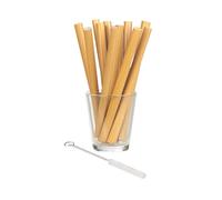 Rosenstein & Söhne 12 pailles en bambou 13cm réutilisables avec brosse de nettoyage