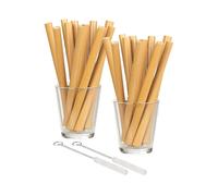 Rosenstein & Söhne 24 pailles en bambou 13 cm réutilisables avec brosse de nettoyage
