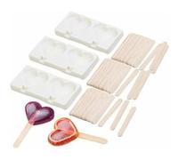 Rosenstein & Söhne 3 moules en silicone forme cœur 80 ml et 72 bâtonnets - Pour 2 glaces