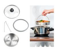Rosenstein & Söhne Accessoires de cuisson vapeur avec couvercle en verre, panier à étuver et support
