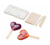 Rosenstein & Söhne Moule en silicone forme cœur 80 ml et 24 bâtonnets - Pour 2 glaces