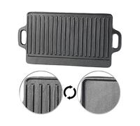 Rosenstein & Söhne Plaque-gril de cuisson réversible en fonte - 46 x 23 cm