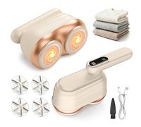 RoserRose Rasoir Anti Bouloche Professionnel à Double Tête Rotative avec Poignée Pliable - Coupe Bouloche Électrique pour Tous Les Vêtements, Anti Bouloche Vêtement Efficace (Beige)