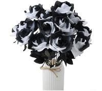 Roses Artificielles en Soie 35cm Réalistes pour déco Roses Artificielles | Matériau soie et flanelle, aspect réaliste, tête de pour fleur 8.9cm, tige pour robuste, pour idéal salon chambre(C)