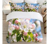 Roses Blanches et Roses Housse de Couette 160x200 Parures de Lit 1 Personne Imprimé 3D Microfibre Douce Belles Fleurs Housses Couette avec 2 Taies d'oreiller et Fermeture Éclair l.827