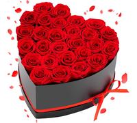 Roses éternelles - Boîte à roses en forme de cœur - 27 roses authentiques conservées - Longue durée, sans entretien - Cadeau Pour Femme & Mère - Mariage, Fête des Mères, Saint Valentin - Rouge