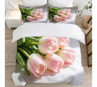 Roses Roses Housse de Couette 150x200 Parures de Lit 1 Personne Imprimé 3D Microfibre Douce Belles Fleurs Housses Couette avec 2 Taies d'oreiller et Fermeture Éclair l.722
