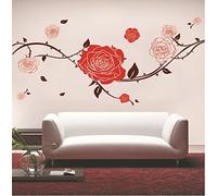 Roses XXL Escalade Rose fleur Belles roses sur la branche Sticker mural chambre à coucher décoration pépinière autocollant autocollants maison décor élégant moderne autocollants fleurs Salle de séjour