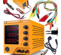 Rosfix Alimentation de Laboratoire AmpRush RARES-3210 32 V 10 A + Jeu de 10 Cordons de Test avec Pinces Crocodiles (50 cm)