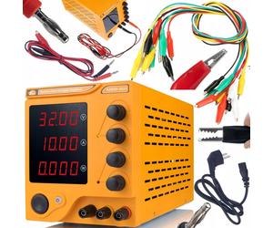 Rosfix Alimentation de Laboratoire AmpRush RARES-3210 32 V 10 A + Jeu de 10 Cordons de Test avec Pinces Crocodiles (50 cm)