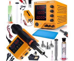 Rosfix Kit AmpRush RARES-3210 + Orange Husky OH660 – Alimentation de Laboratoire 32 V 10 A et Station de Soudage 2 en 1 | Flux RMA-223 et NC-559