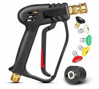 Rosfix Kit: Pistolet Haute Pression, Tuyau de 10 m, Pulvérisateur de Mousse – 5 Buses, 200 bar, M22/Click, 1 L