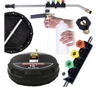 Rosfix Kit T-Racer 15" Nettoyeur de Surfaces + Lance 1/4" 15° + 5 Buses + Pulvérisateur de Mousse 1000 ml – Pour Nettoyeurs Haute Pression, 160 Bars