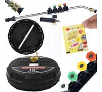 Rosfix Kit T-Racer 15" Nettoyeur de Surfaces + Lance Coudée 1/4" + 5 Buses + Pulvérisateur de Mousse 1000 ml + Poudre Moussante – 160 Bars, 60 °C